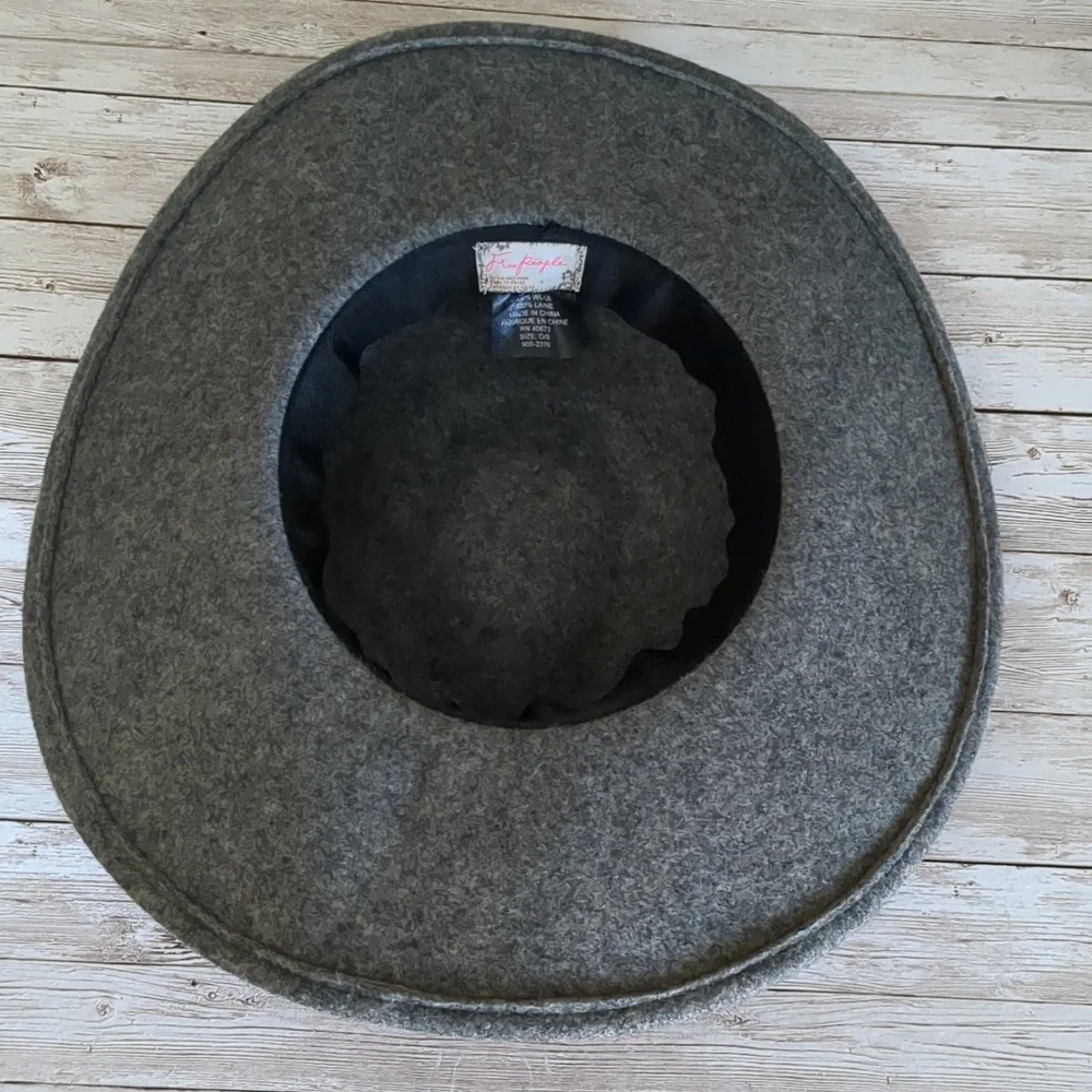 Free People Wool Wide Brim Fedora Hat Black Trim OS - Picture 9 of 14